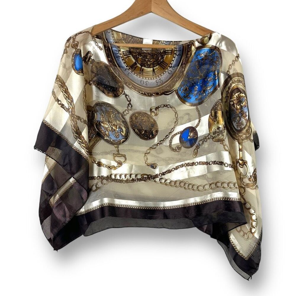 Boutique‎ Women's One Size Pocket Watch Print Semi Sheer Scarf Shawl Maximalist